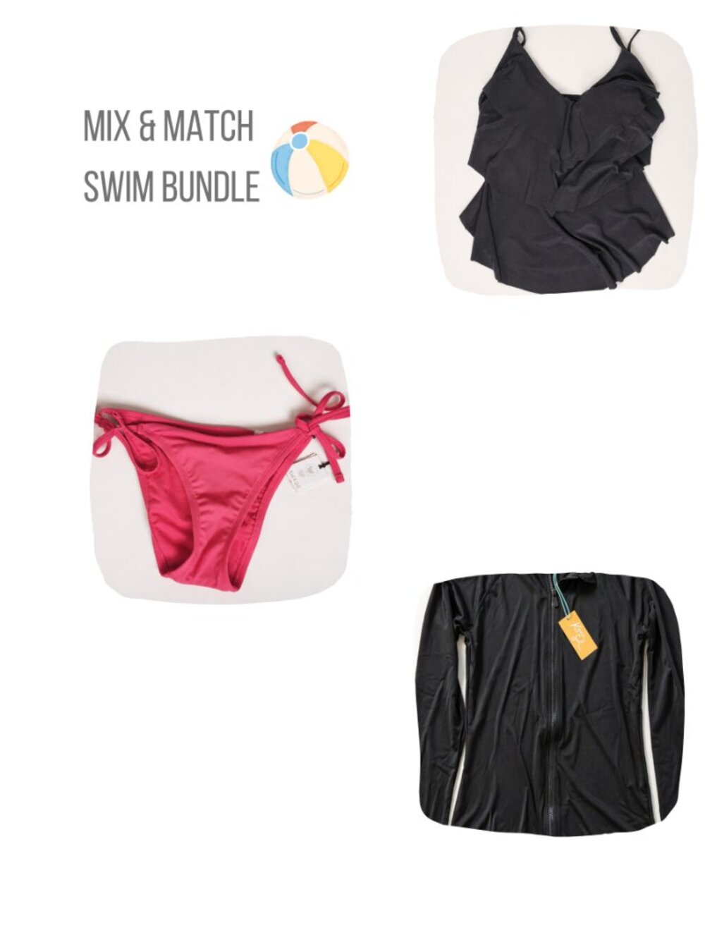 Kona Sol Aqua Green Shade & Shore Swim Bundle Rash Guard Tankini XS/S